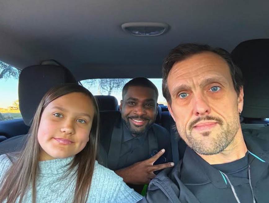 Mickeal Freeland with Samuel French and his daughter Madison on the way to the 3 Days or Else premiere